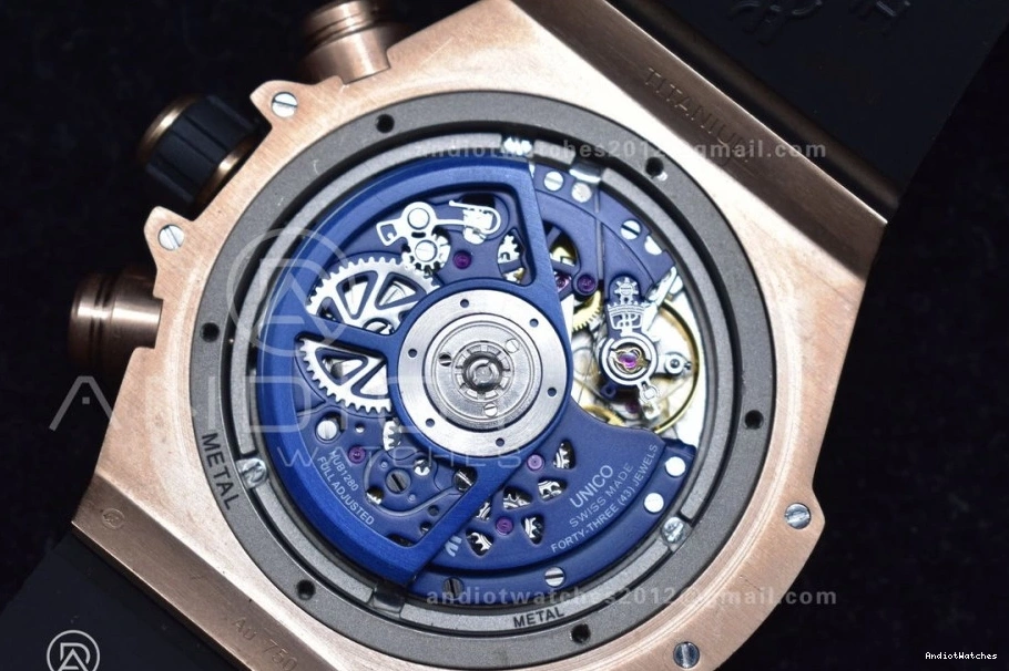 Edition Rubber RG 894 Bang Big 1:1 NewStyle A Hublot ZF Skeleton on Unico Blue Best Blue Strap Dial 1025